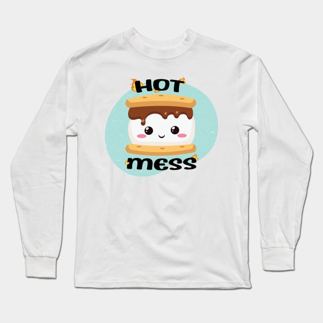 Funny Kawaii Smores Hot Mess Long Sleeve T-Shirt by Rachel Elich